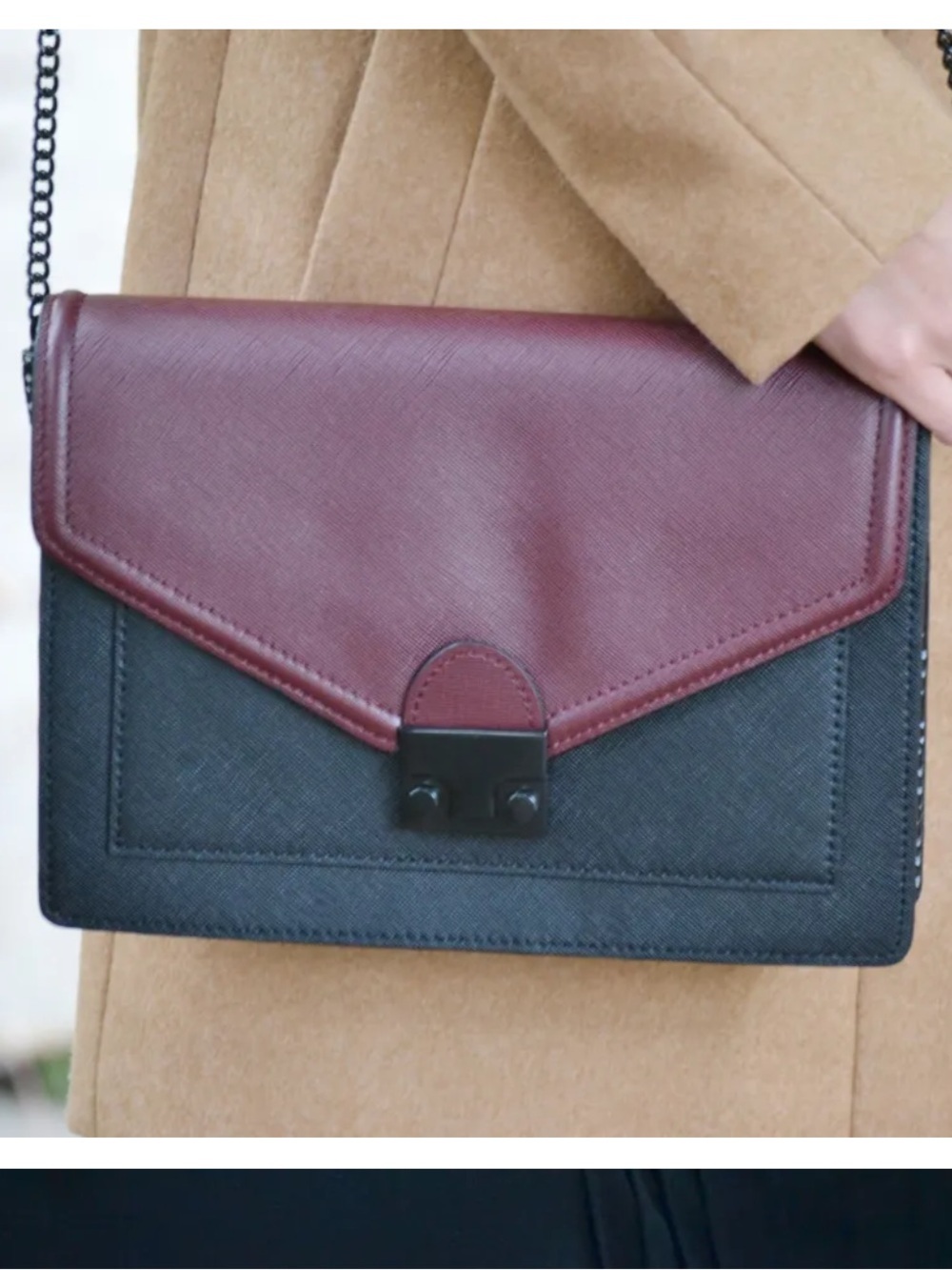 Loeffler Randall Two-Tone Envelope Crossbody Bag - Burgundy & Black